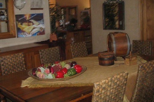 Dining room in wooden style