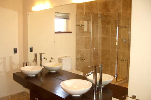 Modern bathroom with two basins